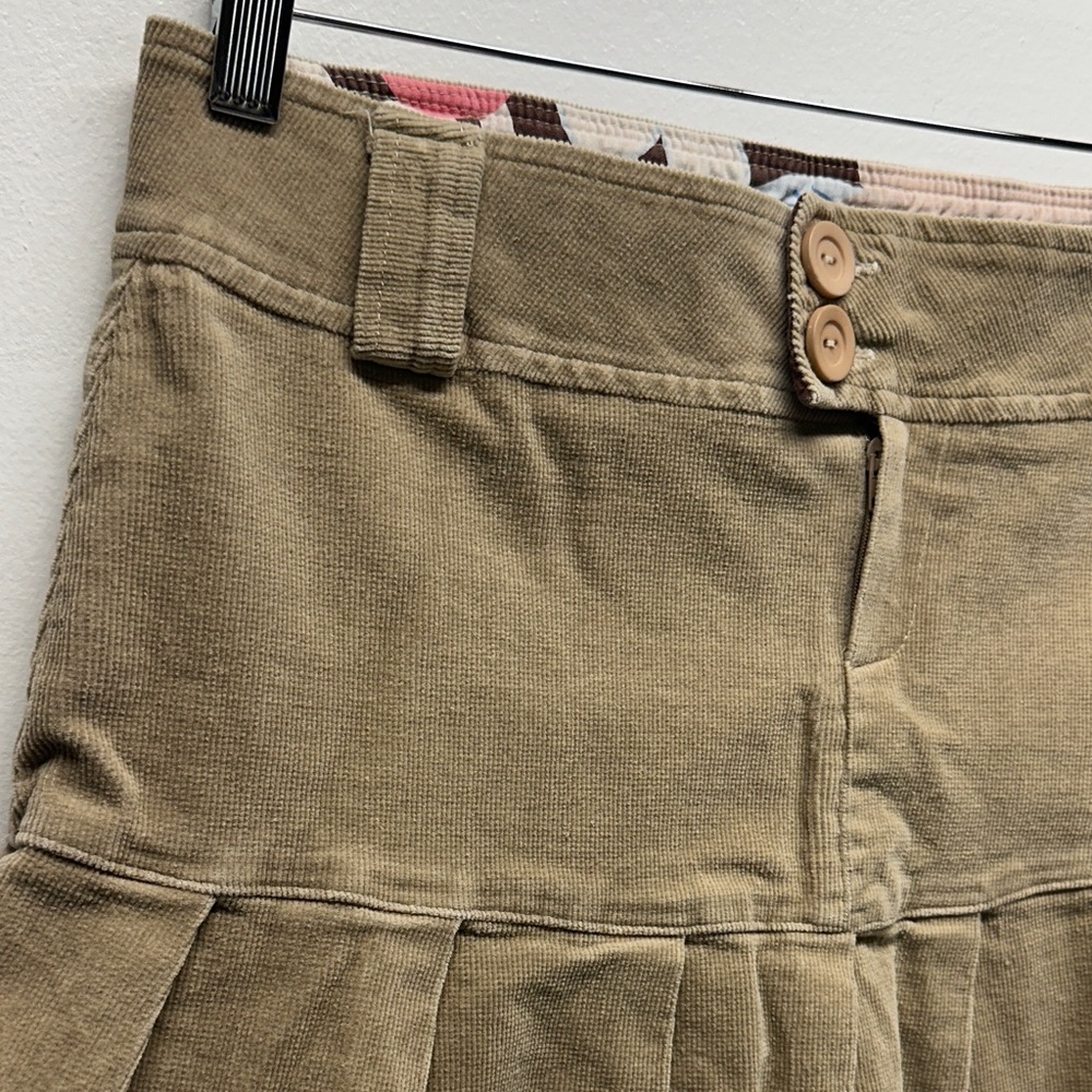 Vintage Rue 21 Low Rise Micro Mini Skirt Pleated Corduroy Tan Brown Size Medium - Picture 3 of 8